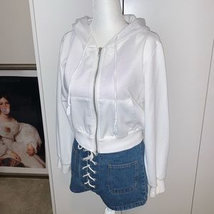3/$10 Cropped White Zip Up Hoodie